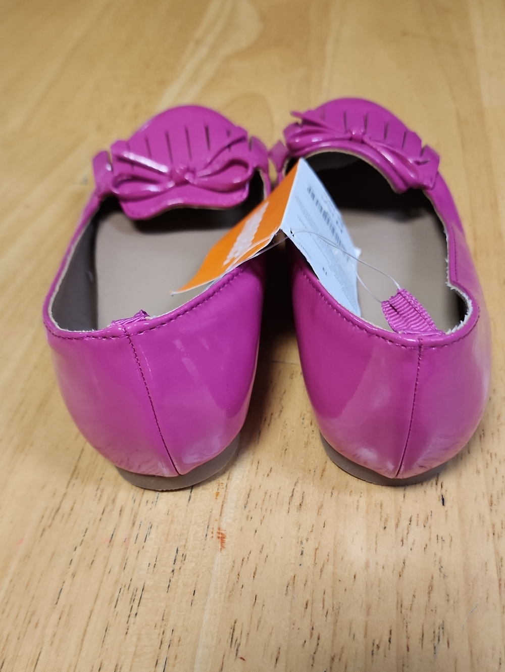 Gymboree Vintage 2015 Hot Pink Patent Fringe Bow Loafers Flats Size 13 HTF - Picture 3 of 11